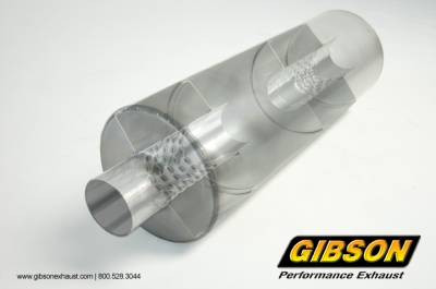Gibson SFT SuperFlow Stainless Steel Muffler 2.25" Offset / 2.25" Offset 24" Round Body 788700S