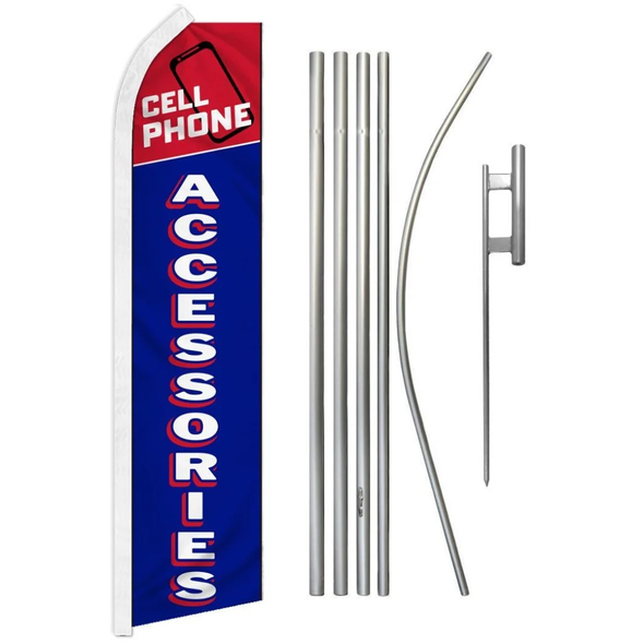 Cell Phone Accessories (Red & Blue) Super Flag & Pole Kit