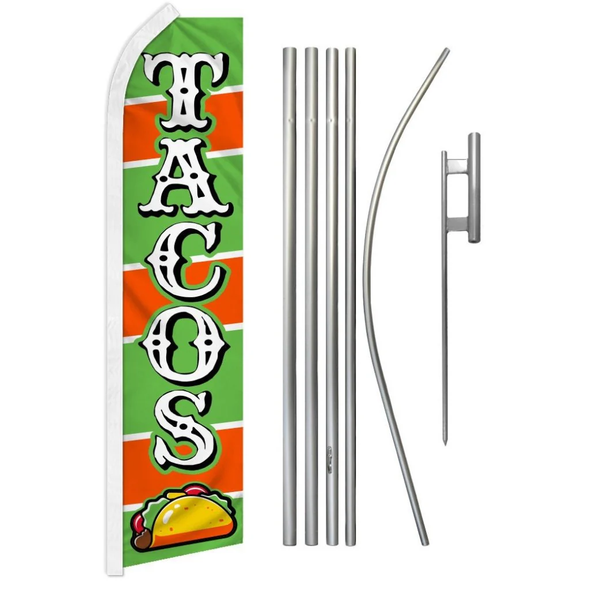 Tacos (Green & Orange) Super Flag & Pole Kit