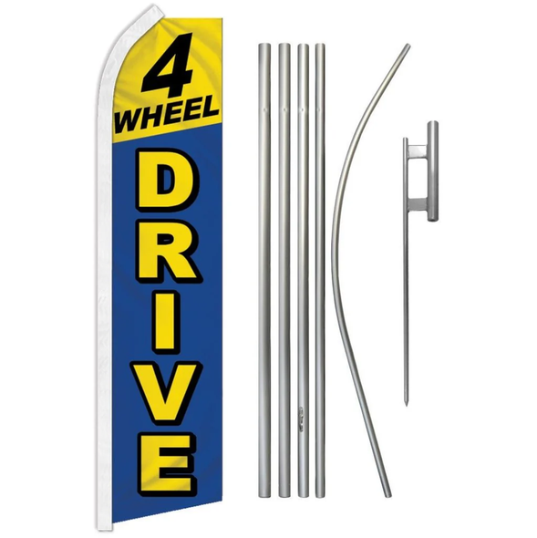 4 Wheel Drive (Blue & Yellow) Super Flag & Pole Kit