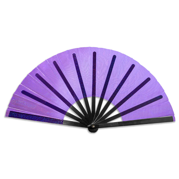 Transparent Glitter Purple X-Large Hand Fan