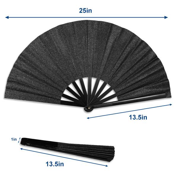 Glitter Black X-Large Hand Fan