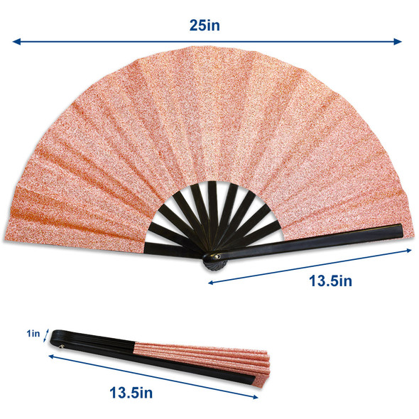Glitter Rose Gold X-Large Hand Fan