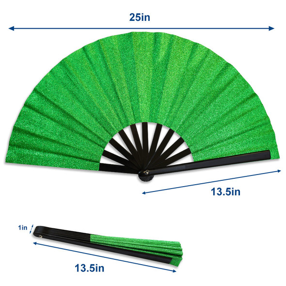 Glitter Green X-Large Hand Fan