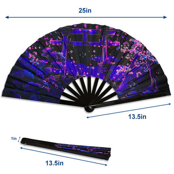 Sakura Blossoms Blacklight X-Large Fan