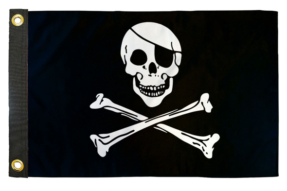 Pirate 12x18 Inch Boat & Off-Road Whip Flag – Jolly Roger Flag for UTV, SXS, Dune Buggy & Marine Use