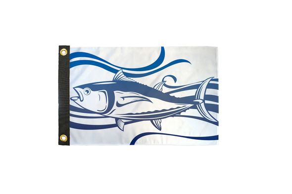 Bluefin Tuna 12x18 Inch Boat & Off-Road Whip Flag – Fishing Flag for UTV, SXS, Dune Buggy & Marine Use