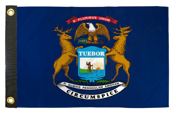 Michigan 12x18 Inch Boat & Off-Road Whip Flag – State Flag for UTV, SXS, Dune Buggy & Marine Use