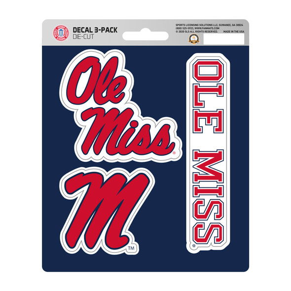 Ole Miss Rebels 3 Piece Decal Sticker Set