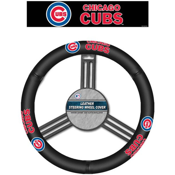 Chicago Cubs Steering Wheel Cover Leather