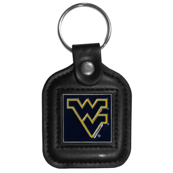 W. Virginia Mountaineers Square Leatherette Key Chain