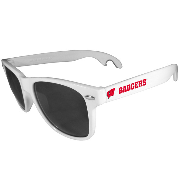 Wisconsin Badgers Beachfarer Bottle Opener Sunglasses, White