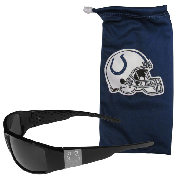 Indianapolis Colts Etched Chrome Wrap Sunglasses and Bag
