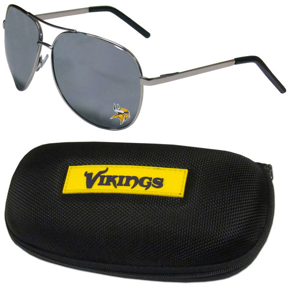 Minnesota Vikings Aviator Sunglasses and Zippered Carrying Case Minnesota Vikings Aviator Sunglasses and Zippered Carrying Case