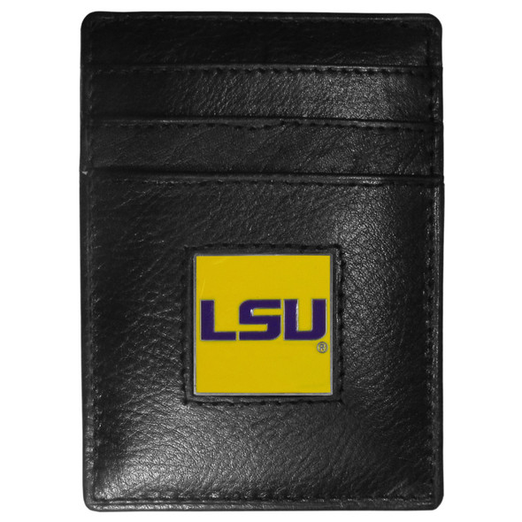 LSU Tigers Leather Money Clip/Cardholder Packaged in Gift Box