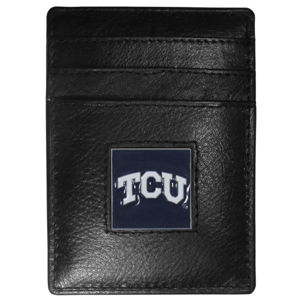 TCU Horned Frogs Leather Money Clip/Cardholder Packaged in Gift Box