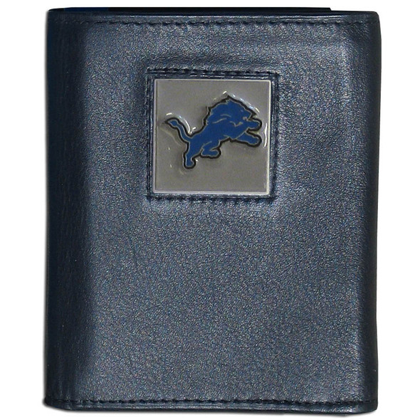 Detroit Lions Deluxe Leather Tri-fold Wallet Packaged in Gift Box