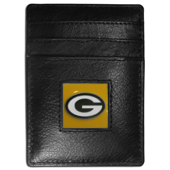 Green Bay Packers Leather Money Clip/Cardholder Packaged in Gift Box