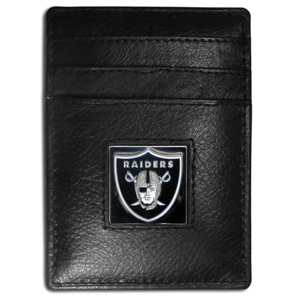 Las Vegas Raiders Leather Money Clip/Cardholder Packaged in Gift Box