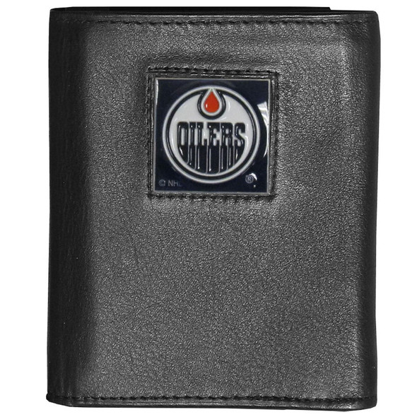 Edmonton Oilers¬Æ Deluxe Leather Tri-fold Wallet Packaged in Gift Box