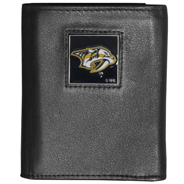 Nashville Predators¬Æ Deluxe Leather Tri-fold Wallet Packaged in Gift Box