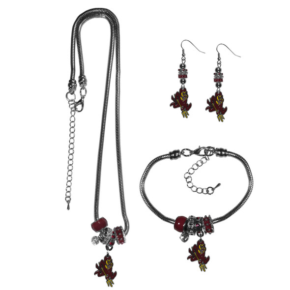 Arizona St. Sun Devils Euro Bead Jewelry 3 piece Set