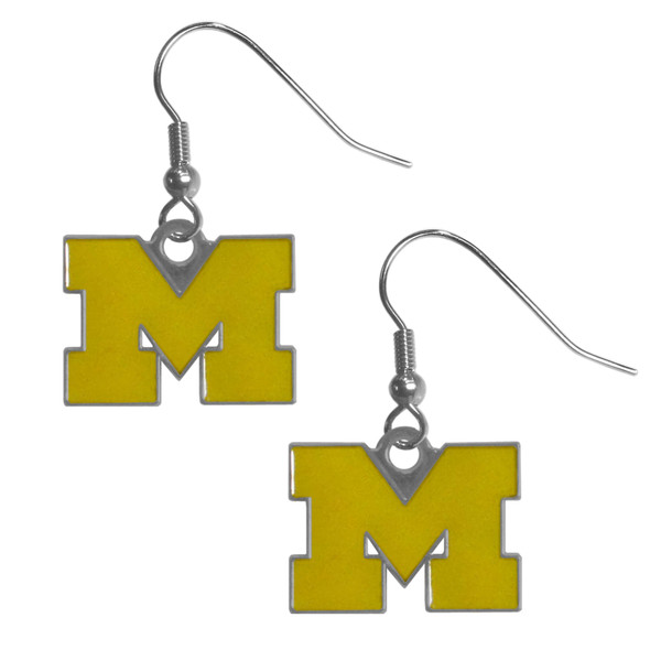 Michigan Wolverines Chrome Dangle Earrings