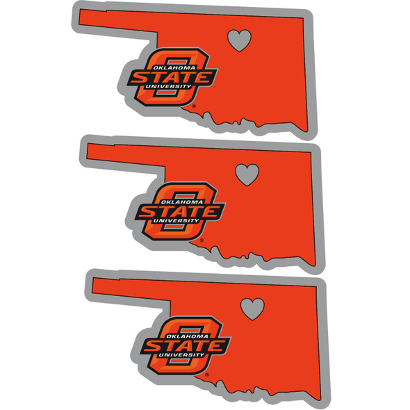Oklahoma St. Cowboys Home State Decal, 3pk