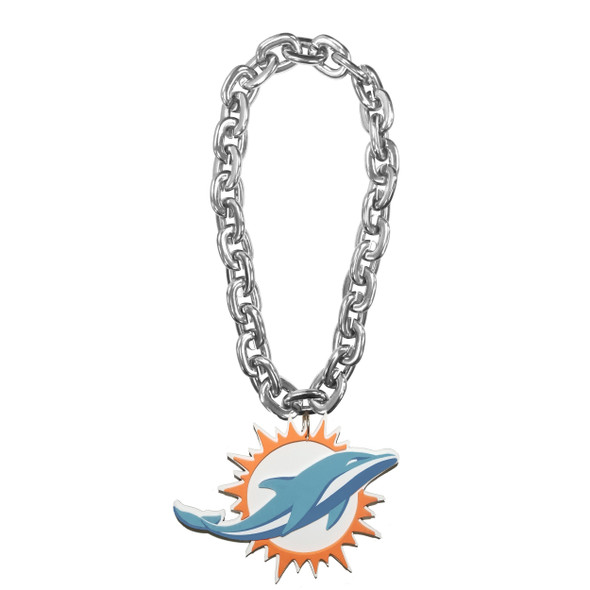 Miami Dolphins Fan Chain Necklace NFL Foam Chain Fan Gear Silver