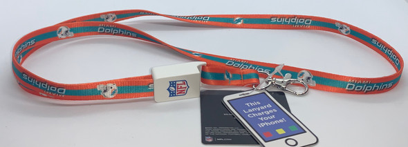 Miami Dolphins  Charging Lanyard iPhone iPad USB Cable NFL Fan Gear