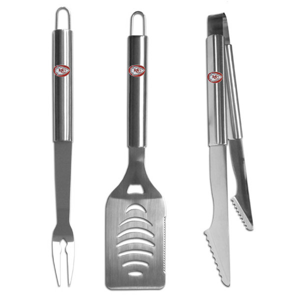 Kansas City Chiefs 3 pc Stainless Steel BBQ Set