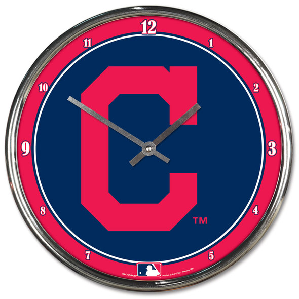 Cleveland Guardians Round Chrome Wall Clock