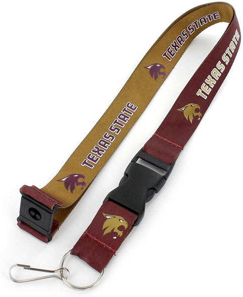 Texas State Bobcats Lanyard Keychain ID Holder NCAA Fan Accessory Reversible