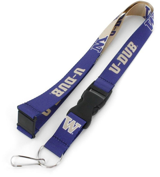 Washington Huskies Lanyard Keychain ID Holder NCAA Fan Accessory Breakaway Style Slogan Design