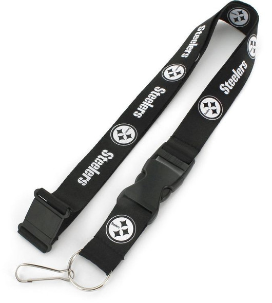 Pittsburgh Steelers Lanyard Keychain ID Holder NFL Fan Accessory Black and White
