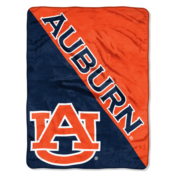 Auburn Tigers Blanket 46x60 Micro Raschel Halftone Design Rolled