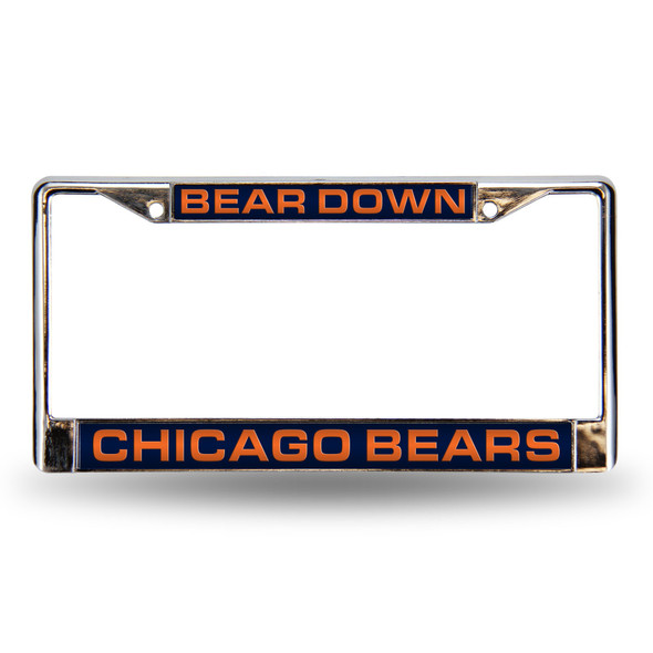 Chicago Bears Laser Chrome License Plate Frame "Bear Down"