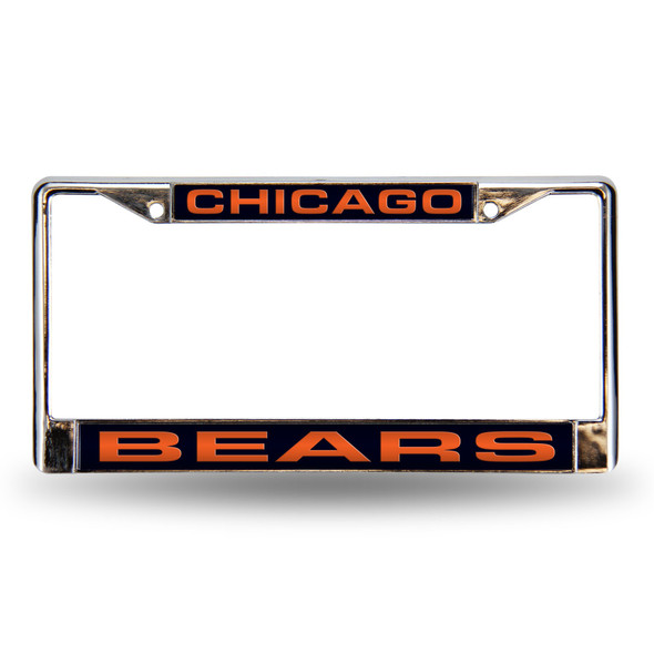 Chicago Bears Laser Chrome License Plate Frame Blue