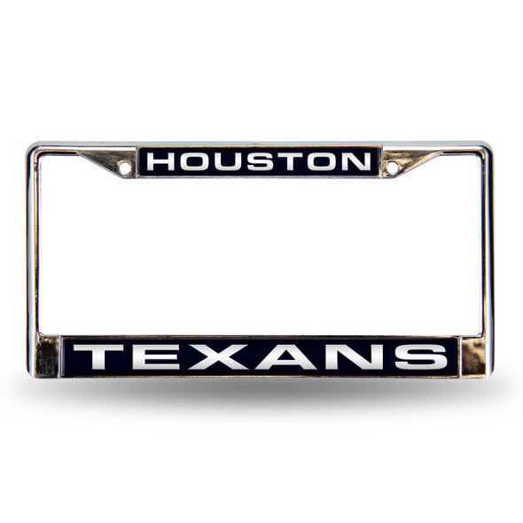 Houston Texans Laser Chrome License Plate Frame Blue