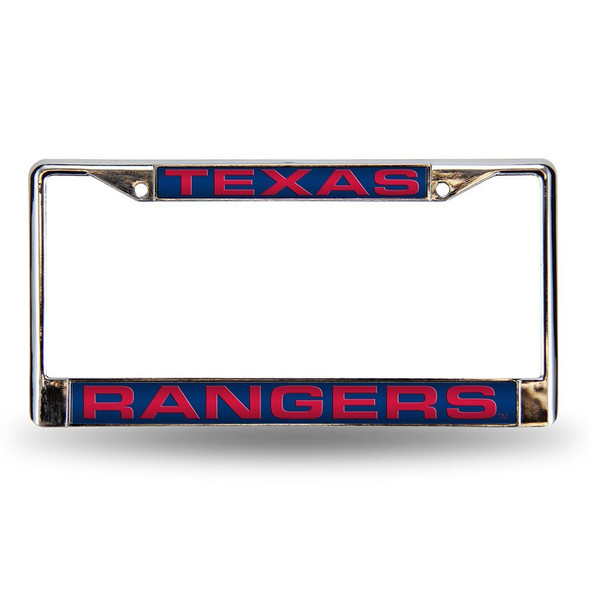 Texas Rangers License Plate Frame Laser Cut Chrome Blue