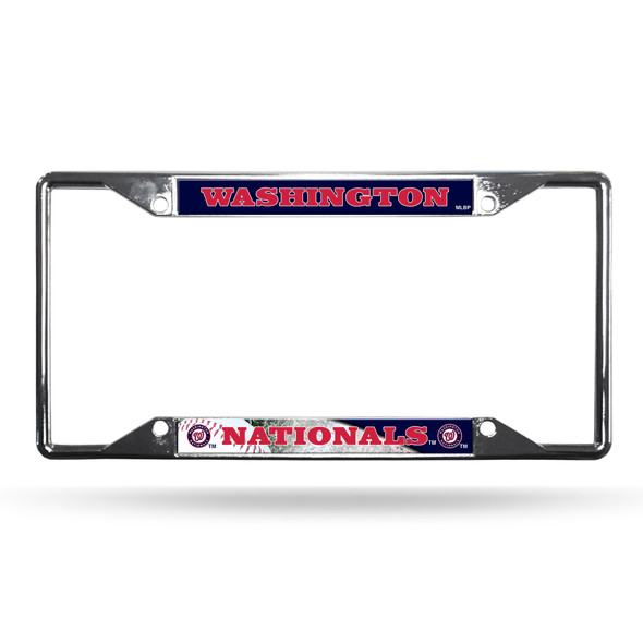 Washington Nationals License Plate Frame Chrome EZ View