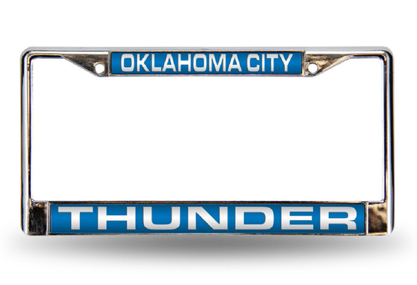 Oklahoma City Thunder License Plate Frame Laser Cut Chrome Blue