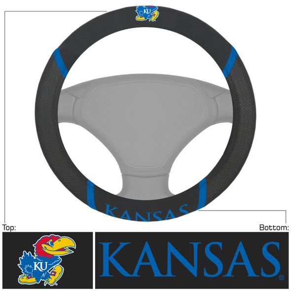 Kansas Jayhawks Steering Wheel Cover Embroidered NCAA Auto Accessory