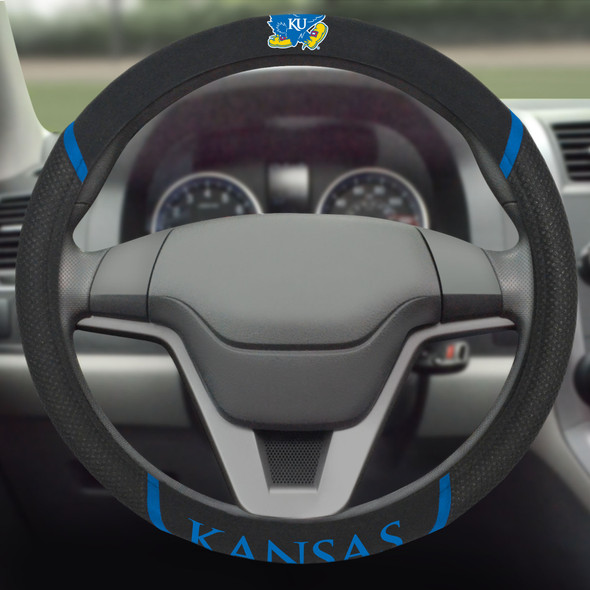 Kansas Jayhawks Steering Wheel Cover Embroidered NCAA Auto Accessory