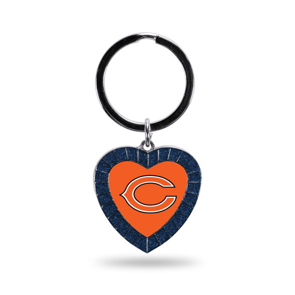 Chicago Bears Navy Rhinestone Heart Keychain