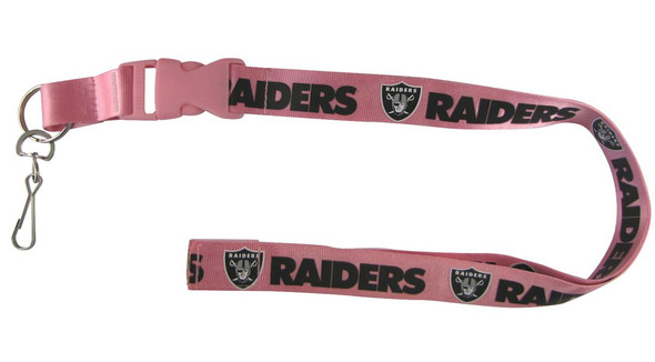 Las Vegas Raiders Lanyard Keychain ID Holder NFL Fan Accessory Breakaway with Key Ring Style Pink Design