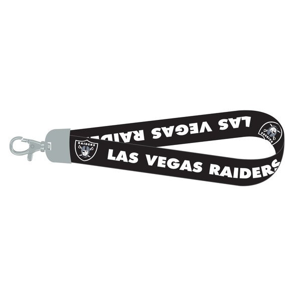 Las Vegas Raiders Lanyard Keychain ID Holder NFL Fan Accessory Wristlet Style Black Alternate Design