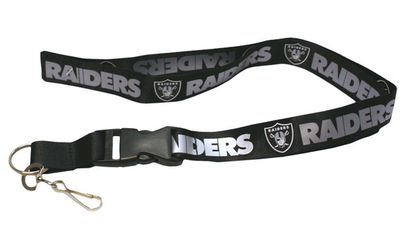 Las Vegas Raiders Lanyard Keychain ID Holder NFL Fan Accessory Breakaway with Key Ring Style Black Design