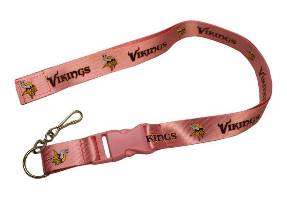 Minnesota Vikings Lanyard Keychain ID Holder NFL Fan Accessory - Breakaway with Key Ring - Pink