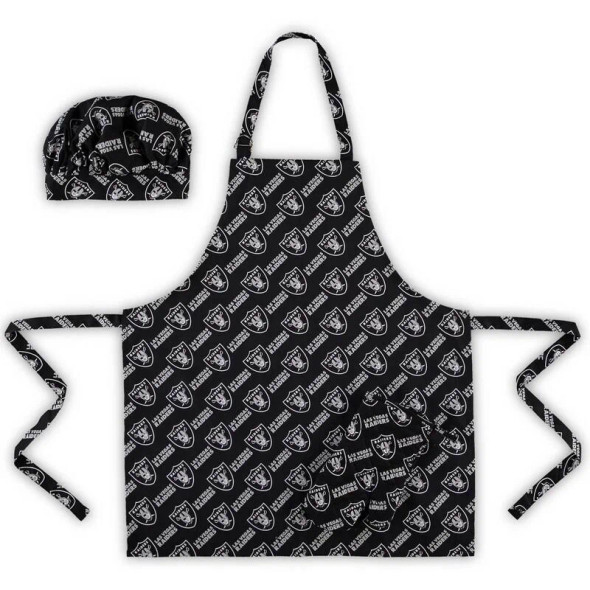 Las Vegas Raiders Apron, Oven Mitt, And Chef Hat